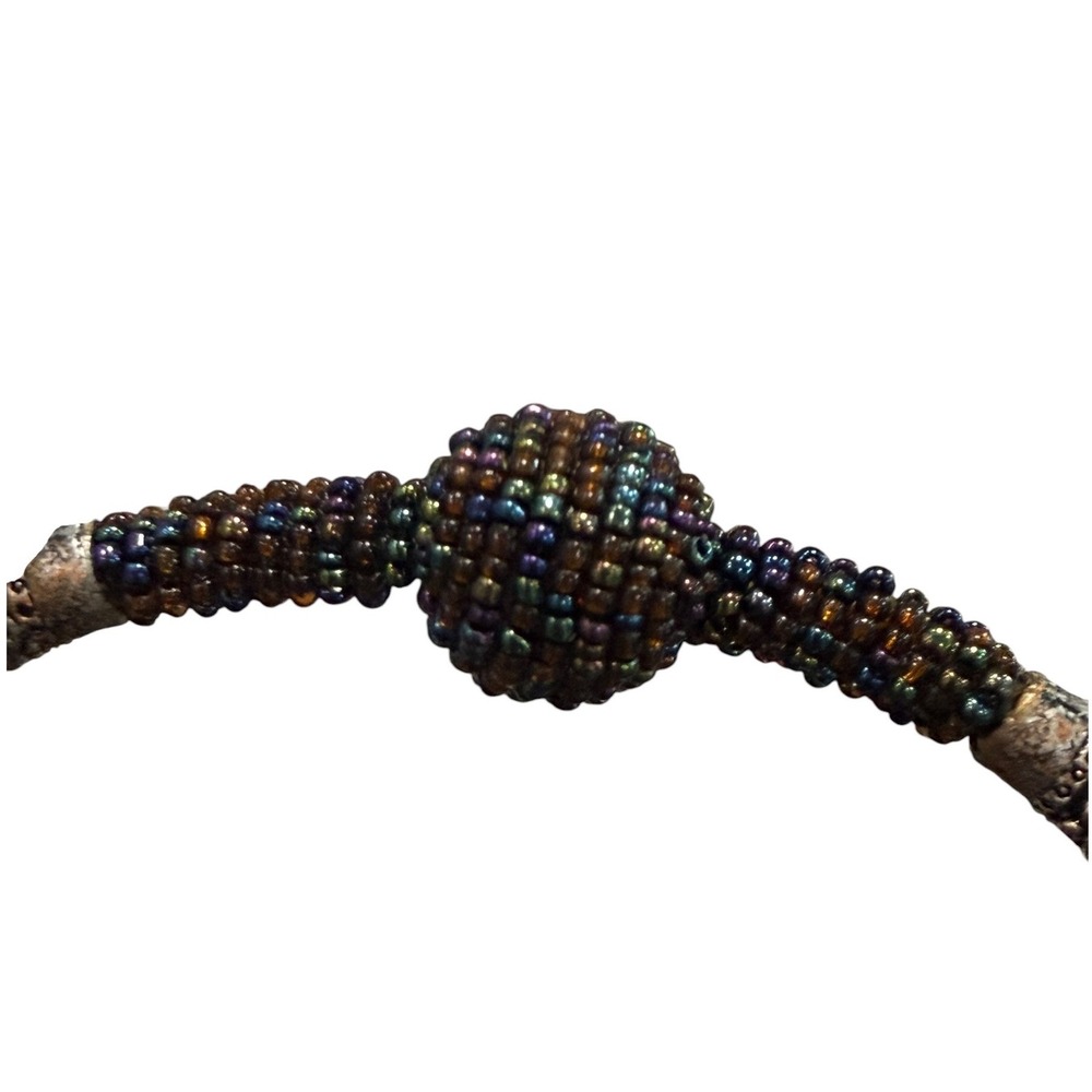 Mary Frances Beaded Feather Fur Evening Clutch Handbag Blue Brown Jeweled Purse - Picture 14 of 16